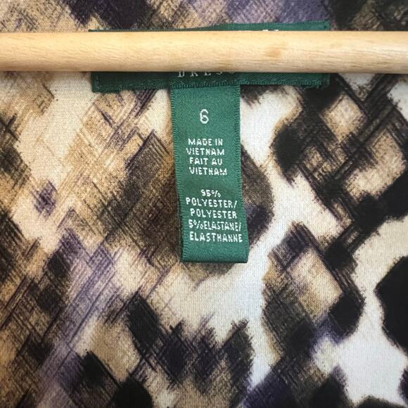 $144 Lauren Ralph Lauren Midi Dress Size 6 Animal Cheetah Print Ruched Wrap - Picture 5 of 5
